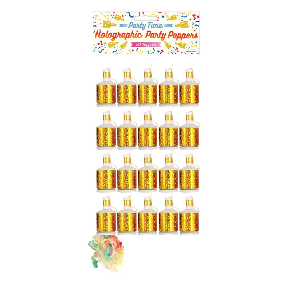 Henbrandt 20 Pack Party Poppers Gold