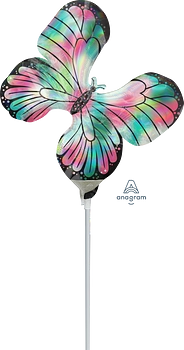 Anagram Teal & Pink Butterfly 12" Foil Balloon