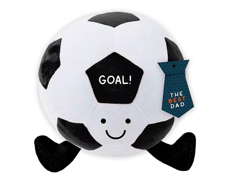 Soft plush football toy by Gem Imports, 10x11cm, featuring a realistic football design and soft fabric for cuddling.