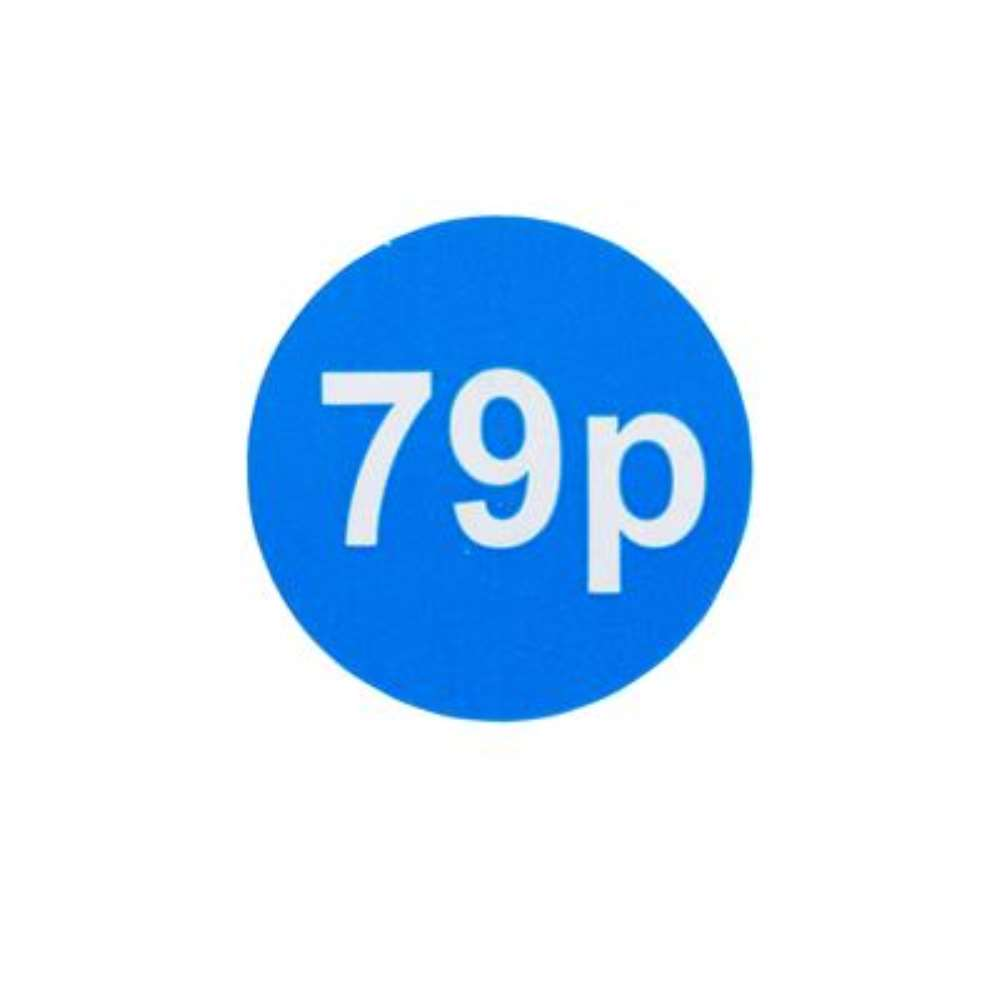 1000 Blue Price Labels 25mm Round 79p