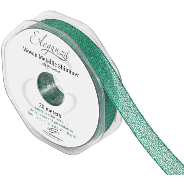 Eleganza Metallic Ribbon Green 15mm x 20m
