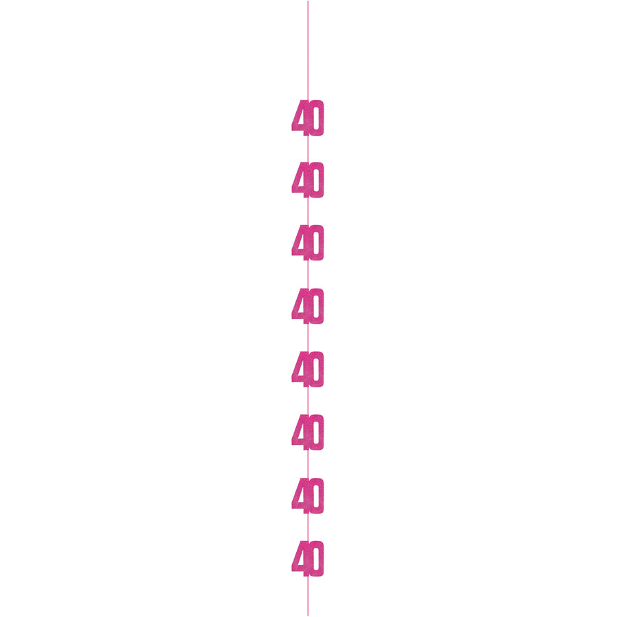 5ft Hanging D cor Age 40 Glitz Pink