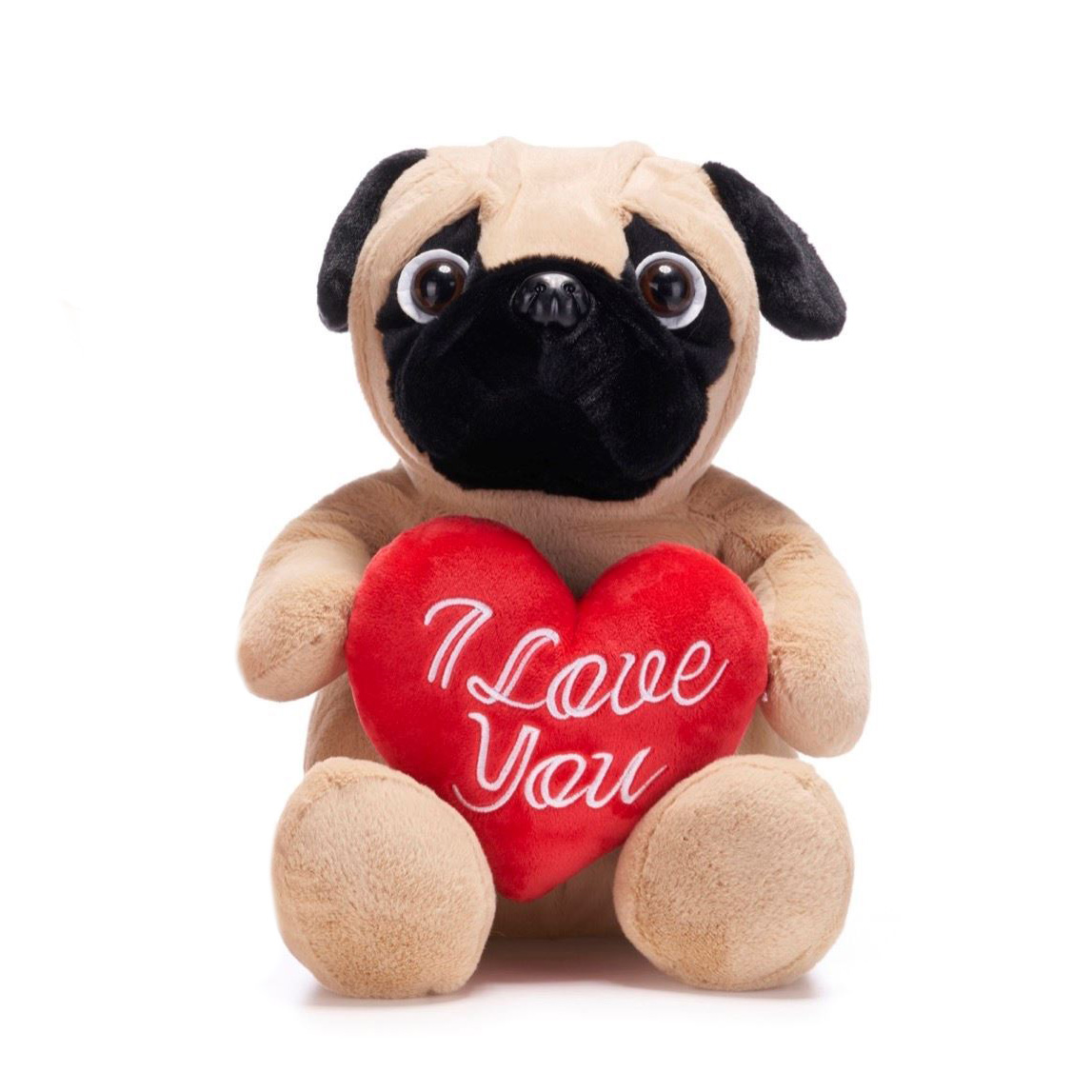 Sitting Pug With Heart 30cm