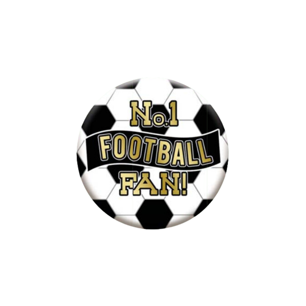 No.1 Football Fan 5.5cm Black & White Badge