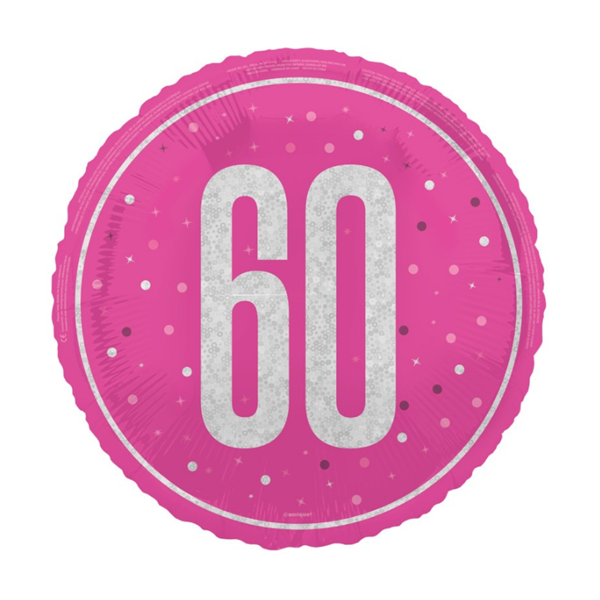 Unique Foil Balloon Pink Glitz Age 60 18"