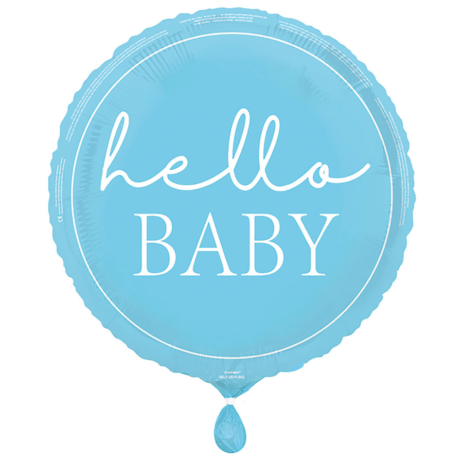 Unique Foil Balloon Hello Baby Blue 18"
