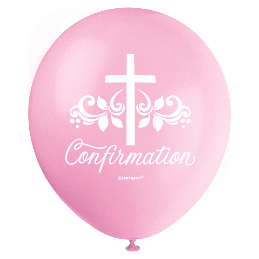 Unique Confirmation Pink 12" Latex Balloons 8pk