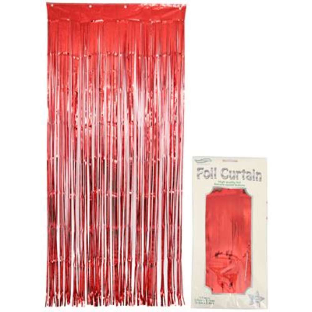 Door Curtain Foil 90cm x 2.4m Metallic Red