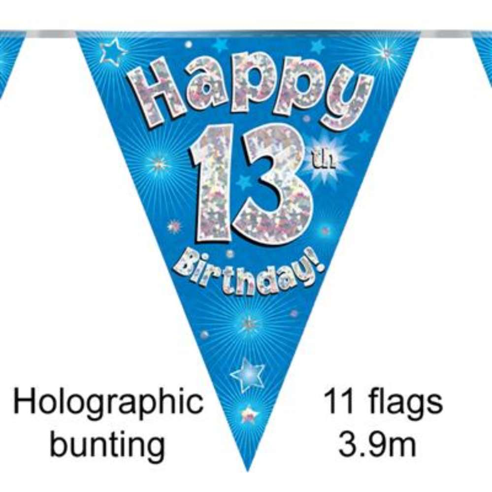 Oaktree Flag Banner Age 13 Blue Holographic 3.9m
