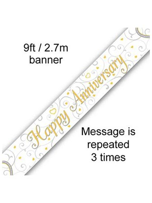 Oaktree Banner Happy Anniversary Hearts 9ft