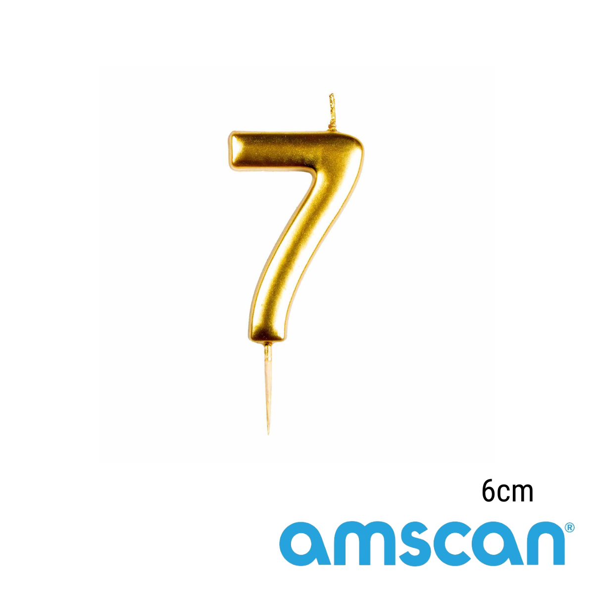 Amscan Party Candle Number 7 Metallic Gold 6cm
