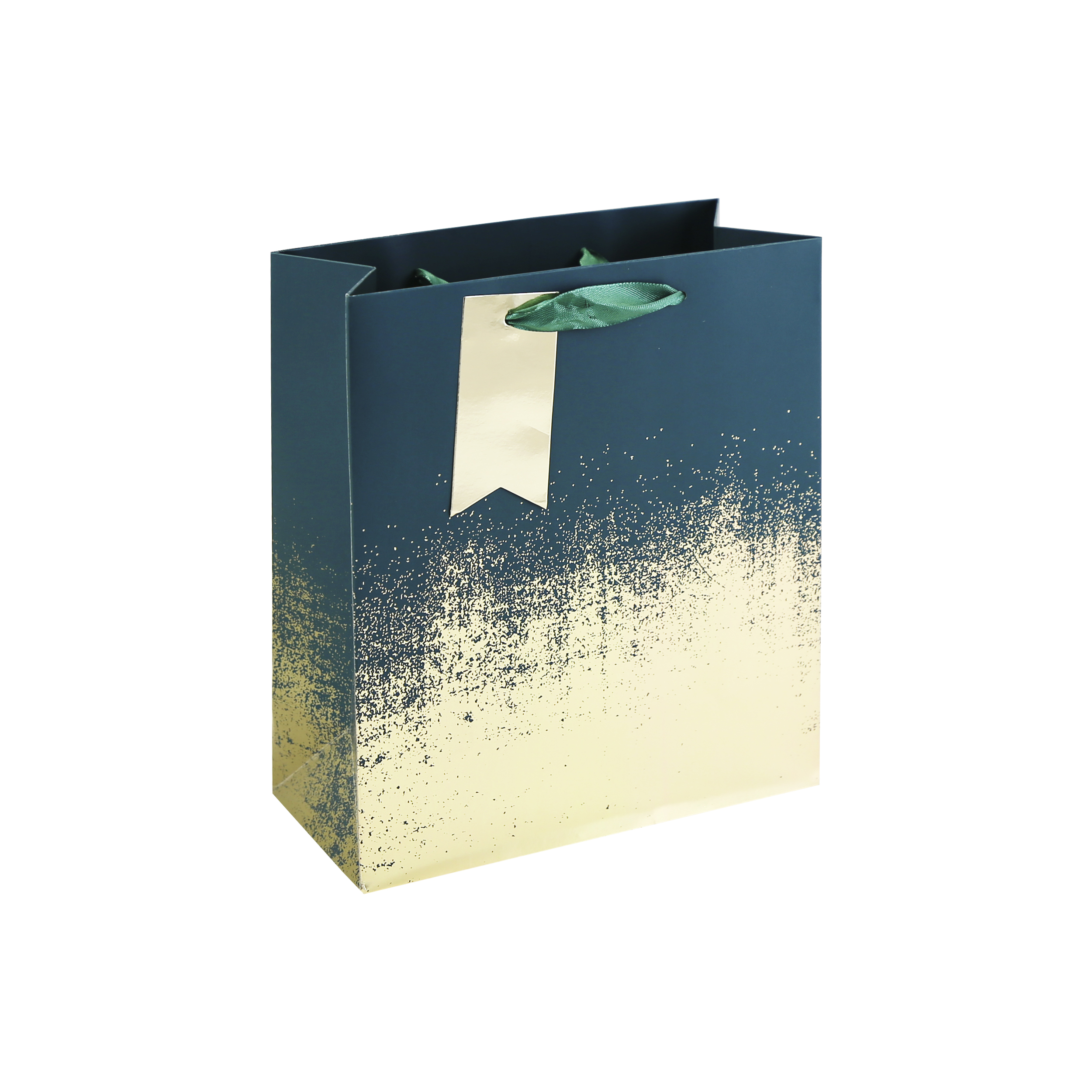 Distressed Green & Gold Gift Bag Medium 6pk