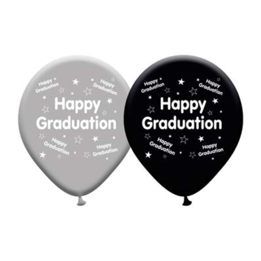 Eight latex printed graduation balloons from Giftzone, colorful and festive for graduation celebrations.