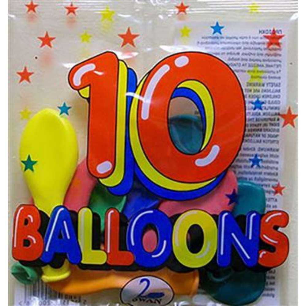 Set of 10 Tiger Feet 8-inch assorted latex balloons for decorating, featuring classic colors and smooth surface finish.
