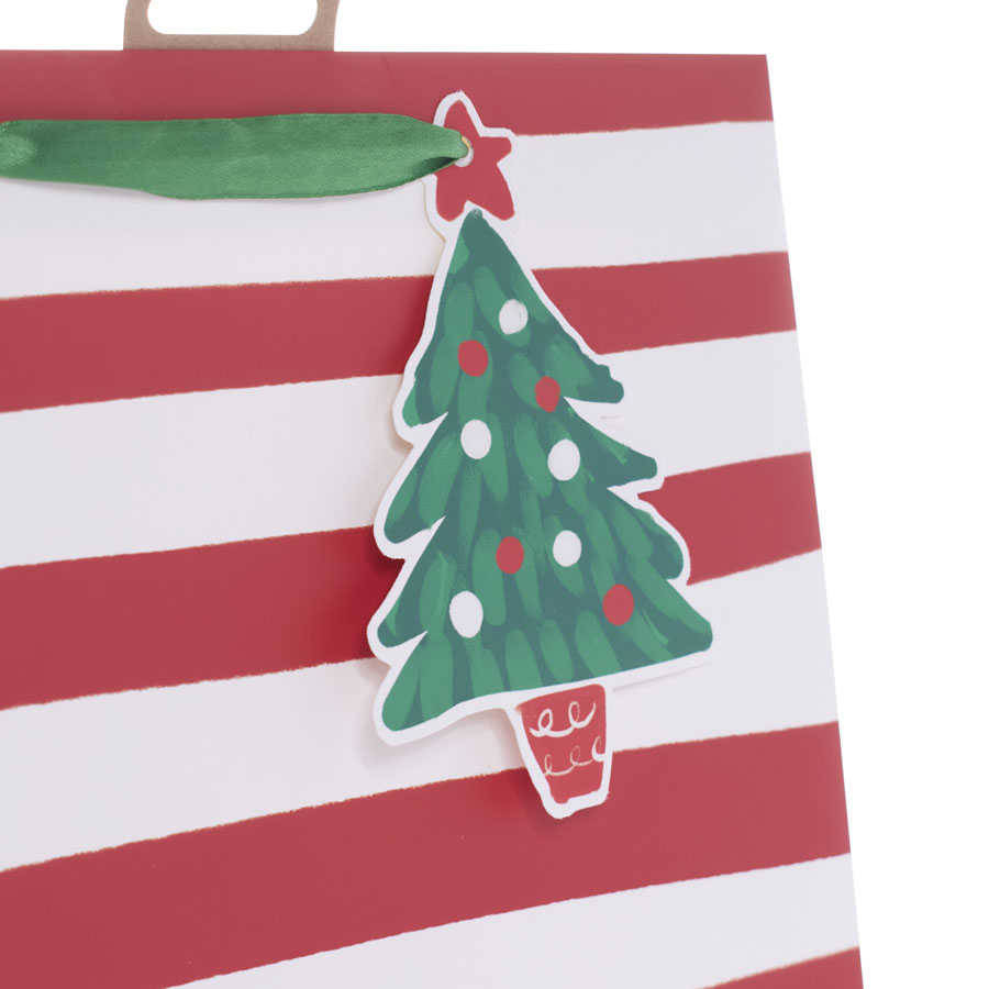 Tiger Feet Gift Bag Christmas Stripes Medium 12pk