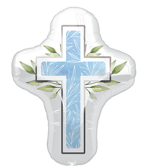 Communion Blue Cross 28" Supershape Foil Balloon