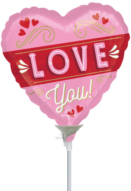 Anagram Retro Love 9" Air Fill Foil Balloon