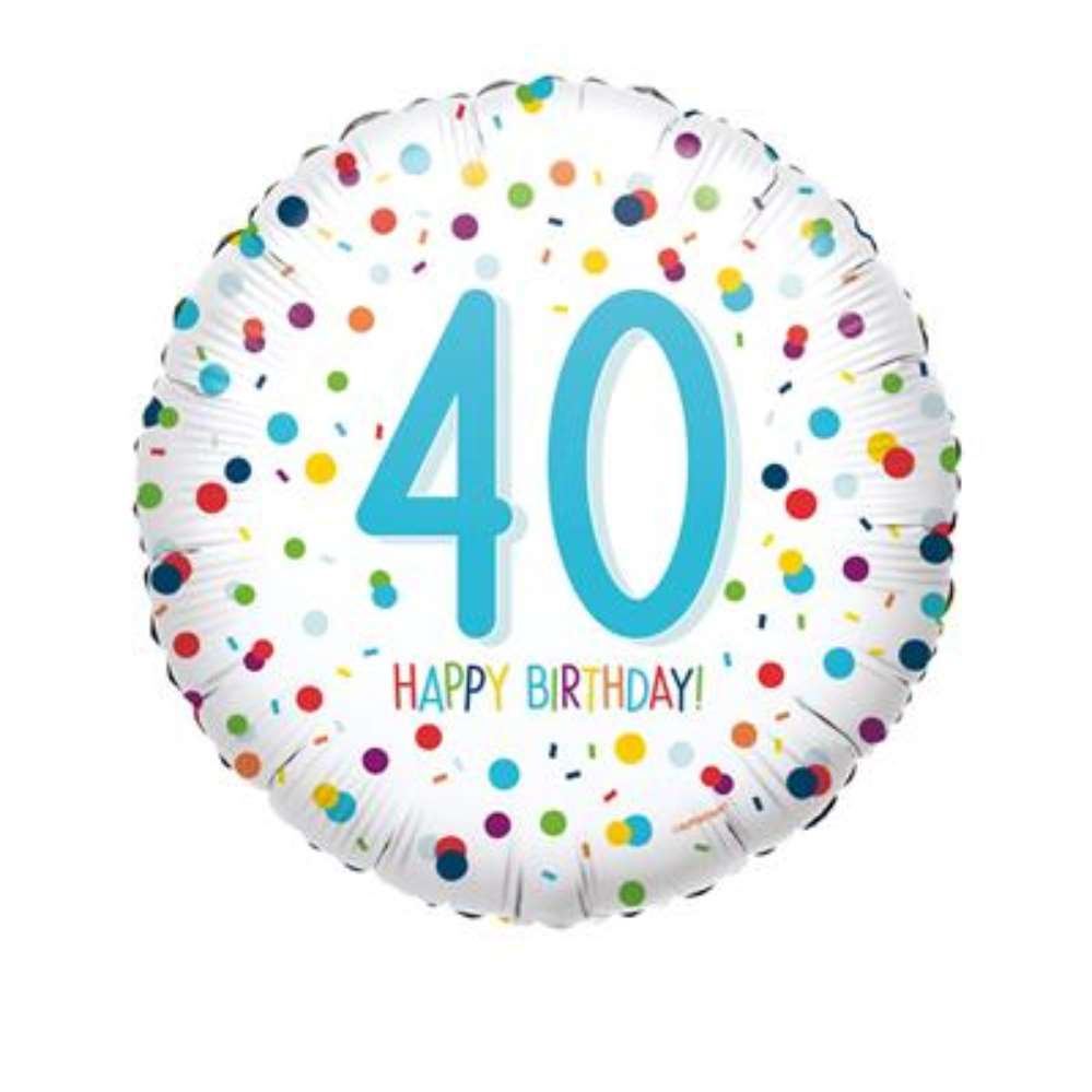 40th Birthday Confetti 18" Foil Balloon