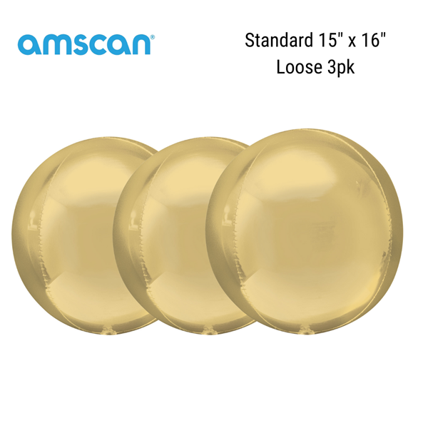 White Gold 15" Orbz Foil Balloons Loose 3pk