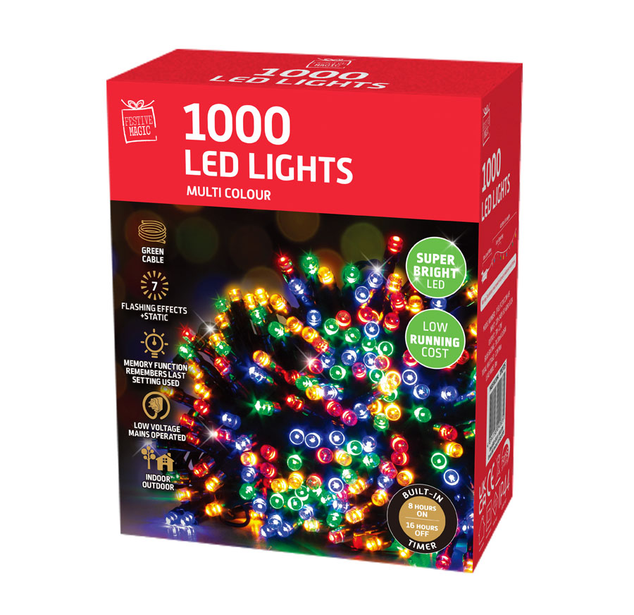 Uncle Bills 1000 Pack LED Lights Timer Multi