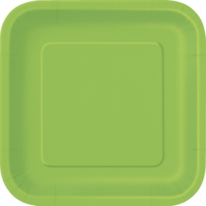 Unique 16 Pack Plates Lime Green Square 7