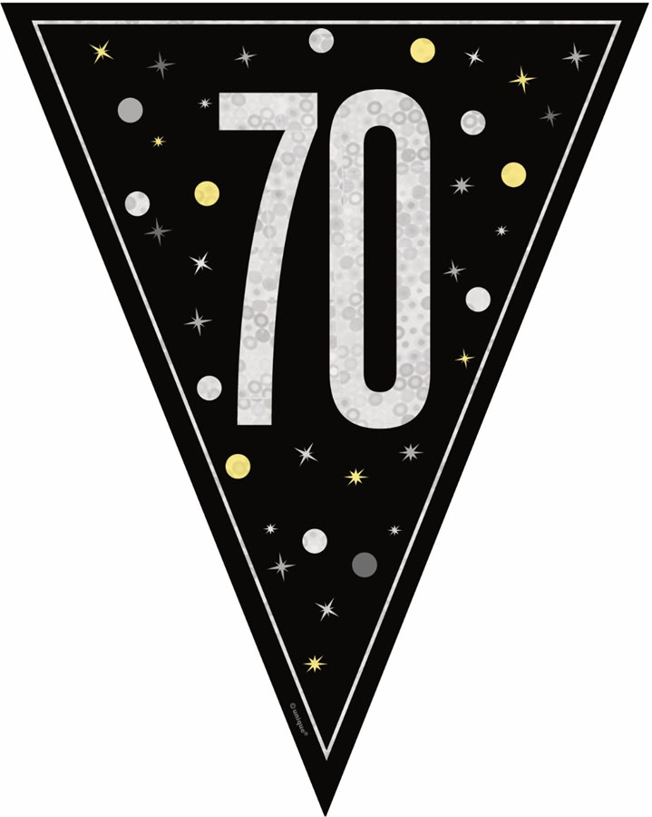Unique Bunting Black Glitz Age 70 9ft