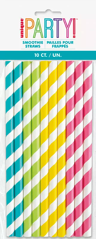 Unique Smoothie Straws Striped 10pk