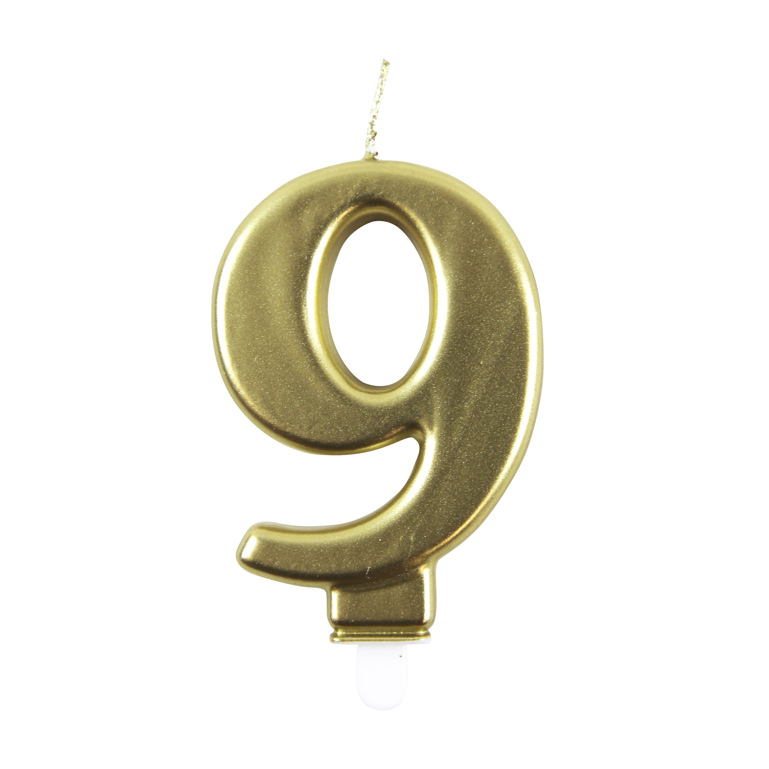 Party Candle Number 9 Metallic Gold 9cm 6pk