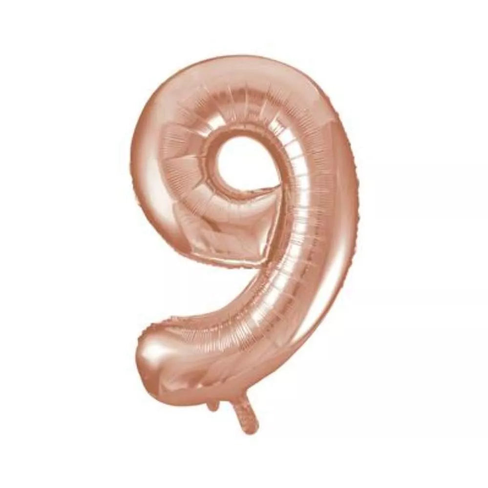 Unique Foil Balloon Rose Gold 34" Number 9