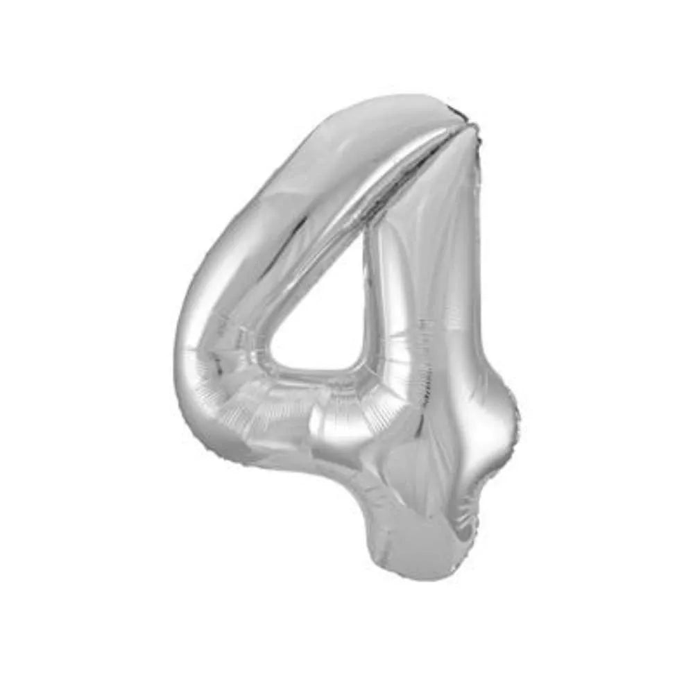 Unique Foil Balloon Silver 34" Number 4