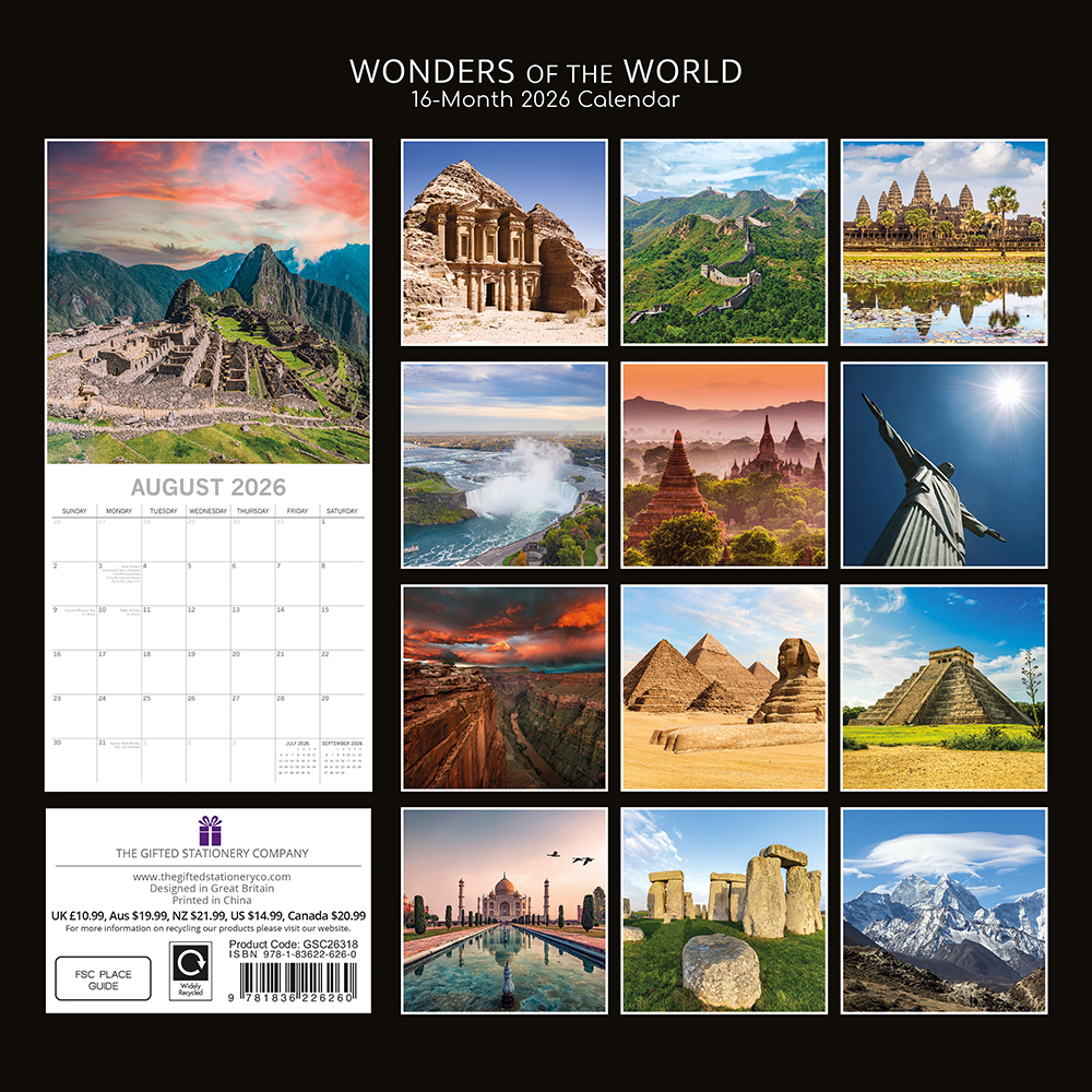 Gifted Stationery Calendar Wonders Of The World 20