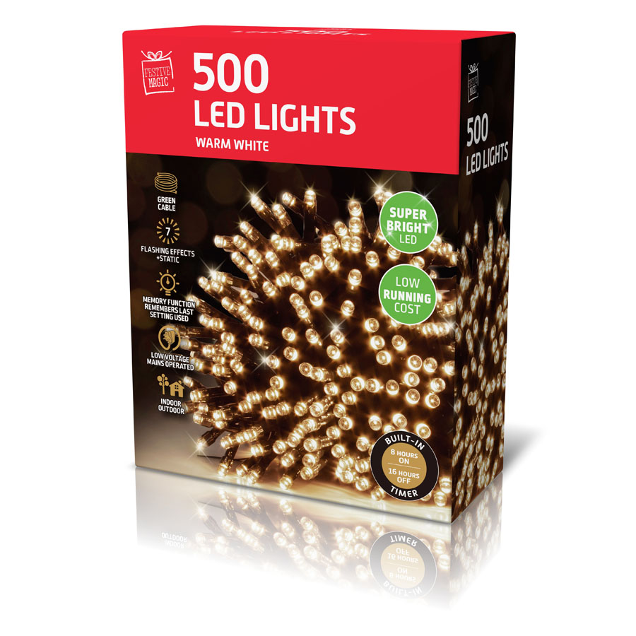 Uncle Bills 500 Pack LED Lights Timer Warm White