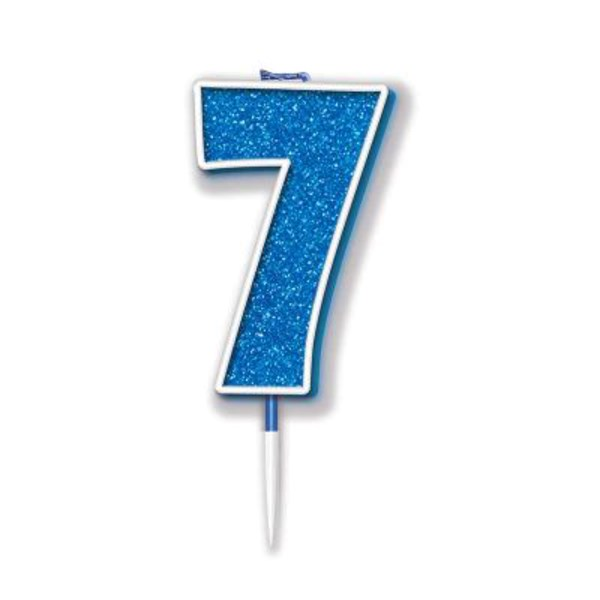 Oaktree Party Candle Number 7 Blue 7.5cm