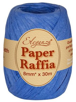 Eleganza Paper Raffia Ribbon Royal Blue 8mm x 30M