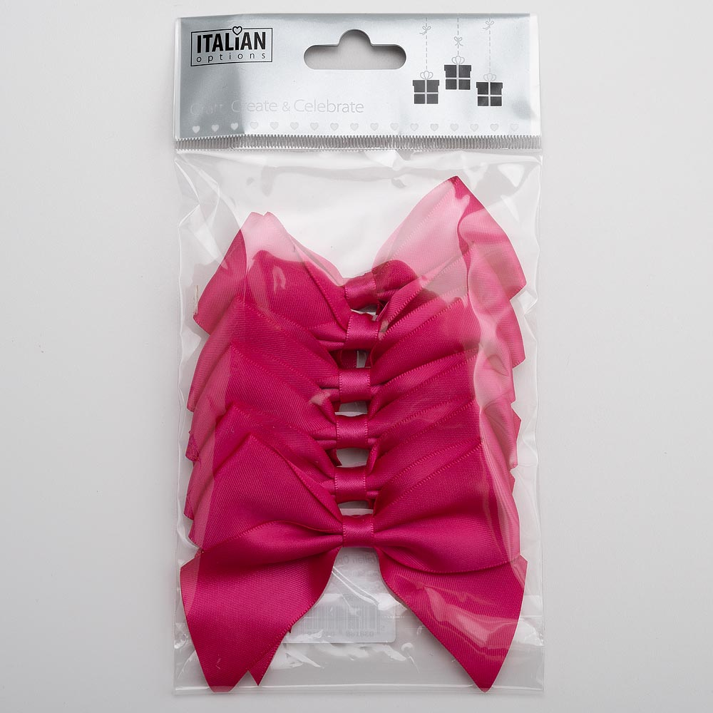 Italian Options 6 Pack Ribbon Bows Cerise 10cm