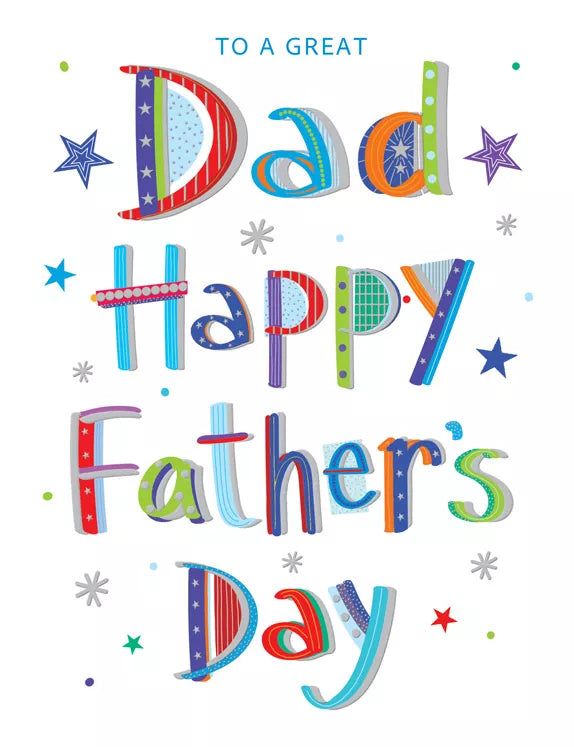 Set of six Regal Father's Day Dad cards with colorful designs and heartfelt messages for celebrating dads.