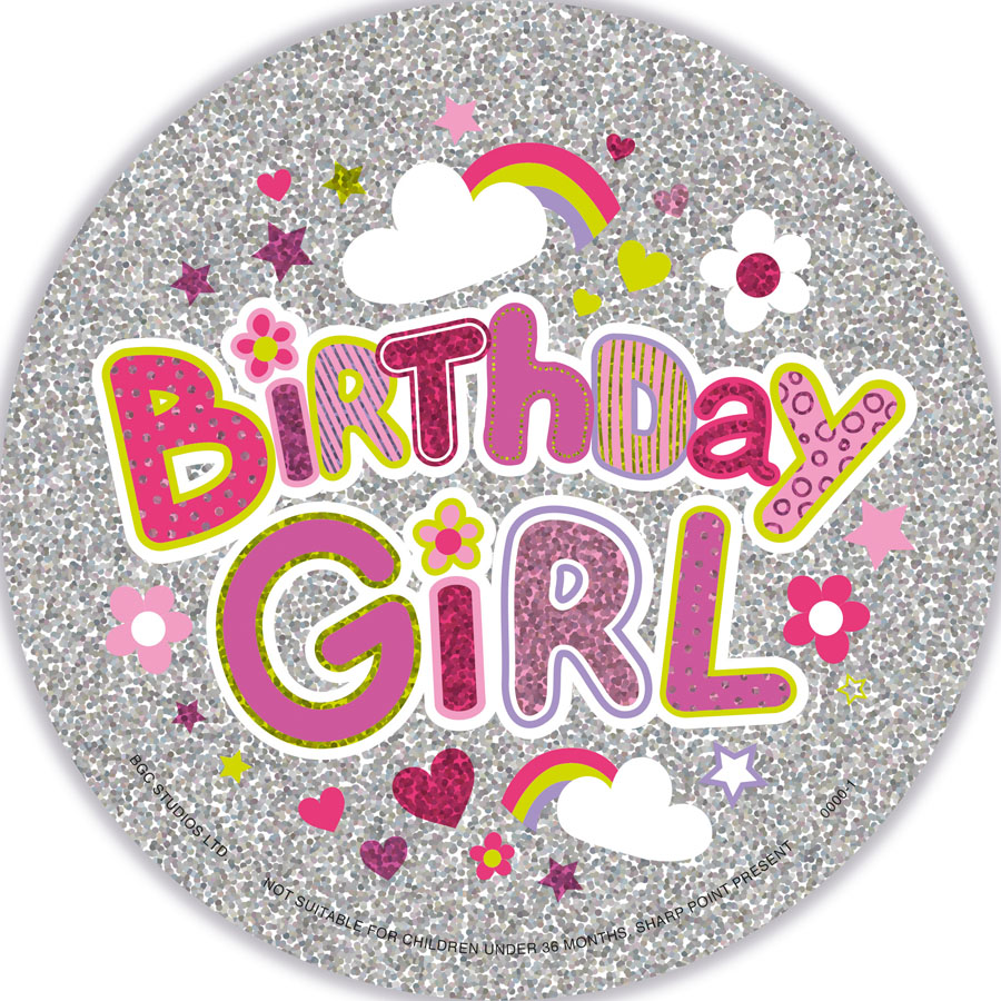 Big Badges Birthday Girl 6pk