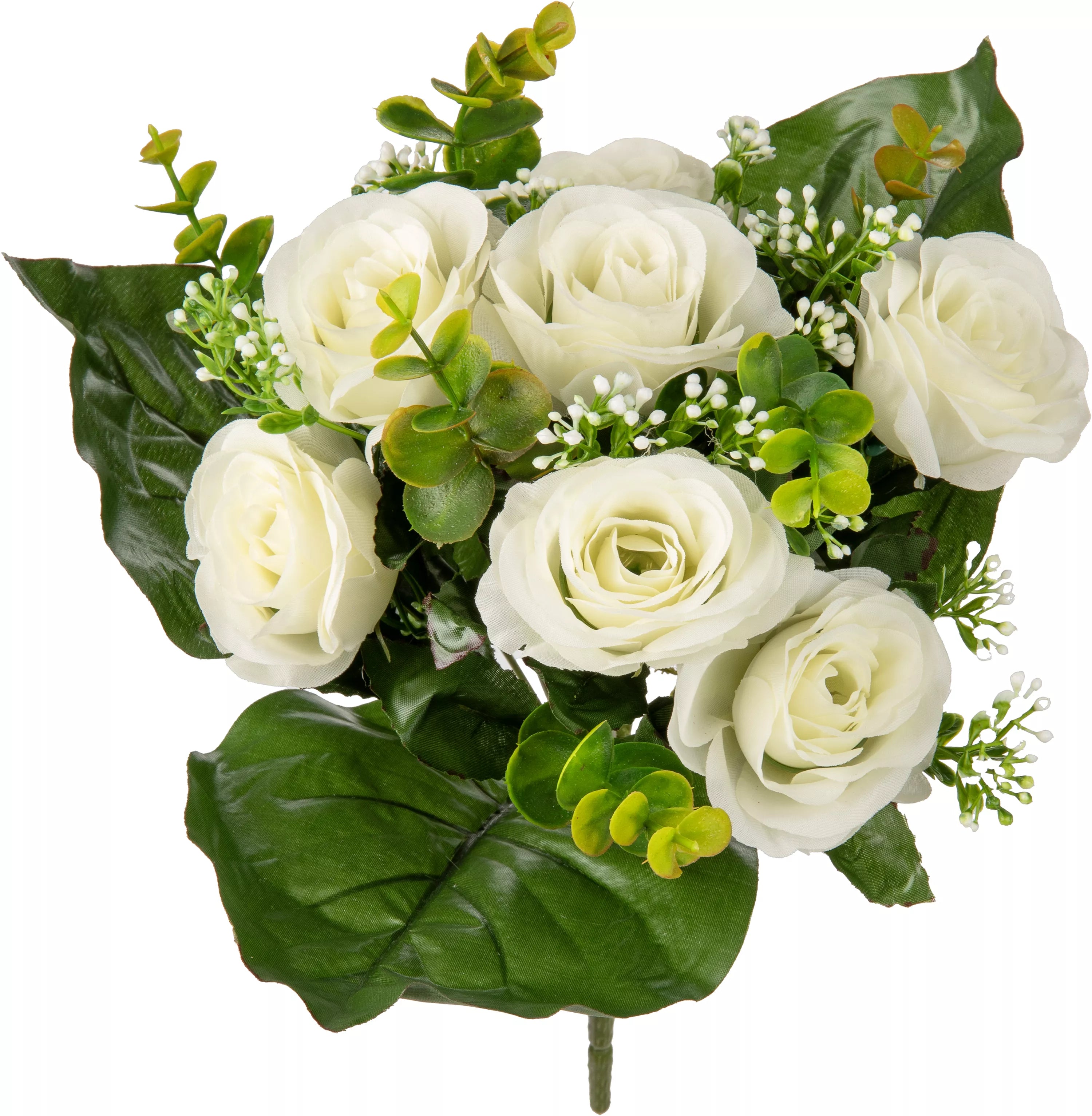 Eleganza Rose & Eucalyptus Bush White 35cm