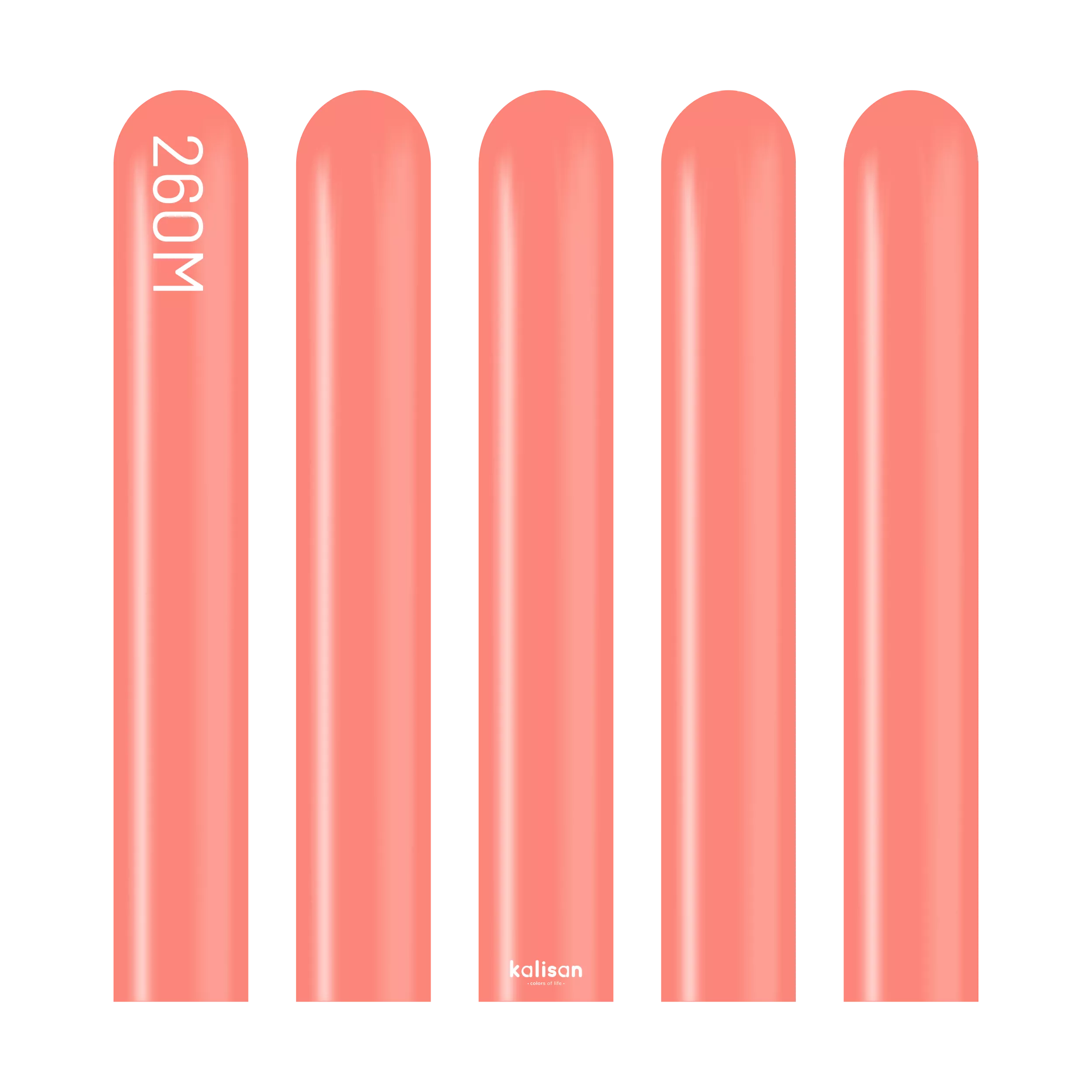 Kalisan 260 Nozzle Up Latex Coral 100-pack for latex modeling, showing the coral-colored latex nozzles arranged in a pack.