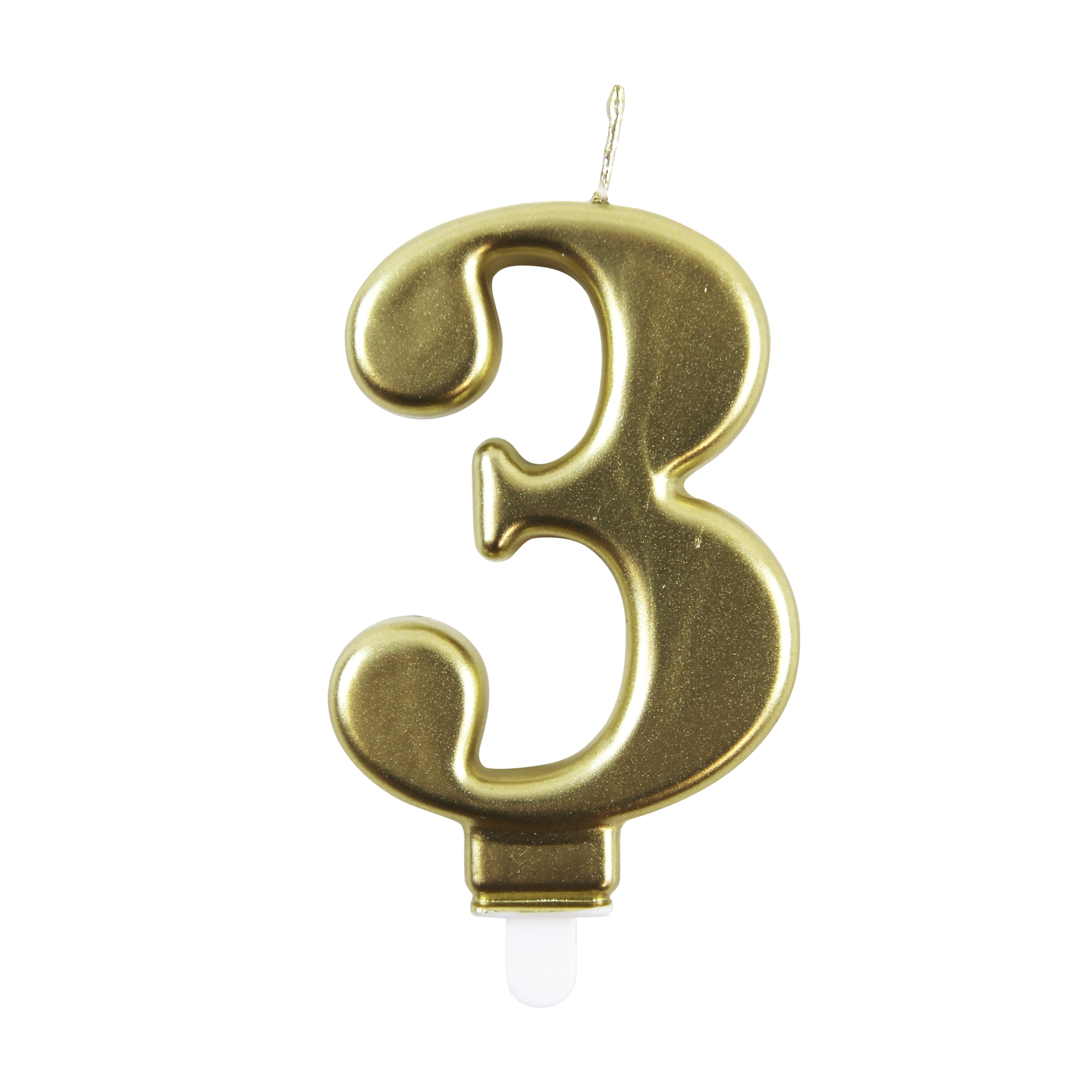 Eurowrap Party Candle Number 3 Metallic Gold 9cm