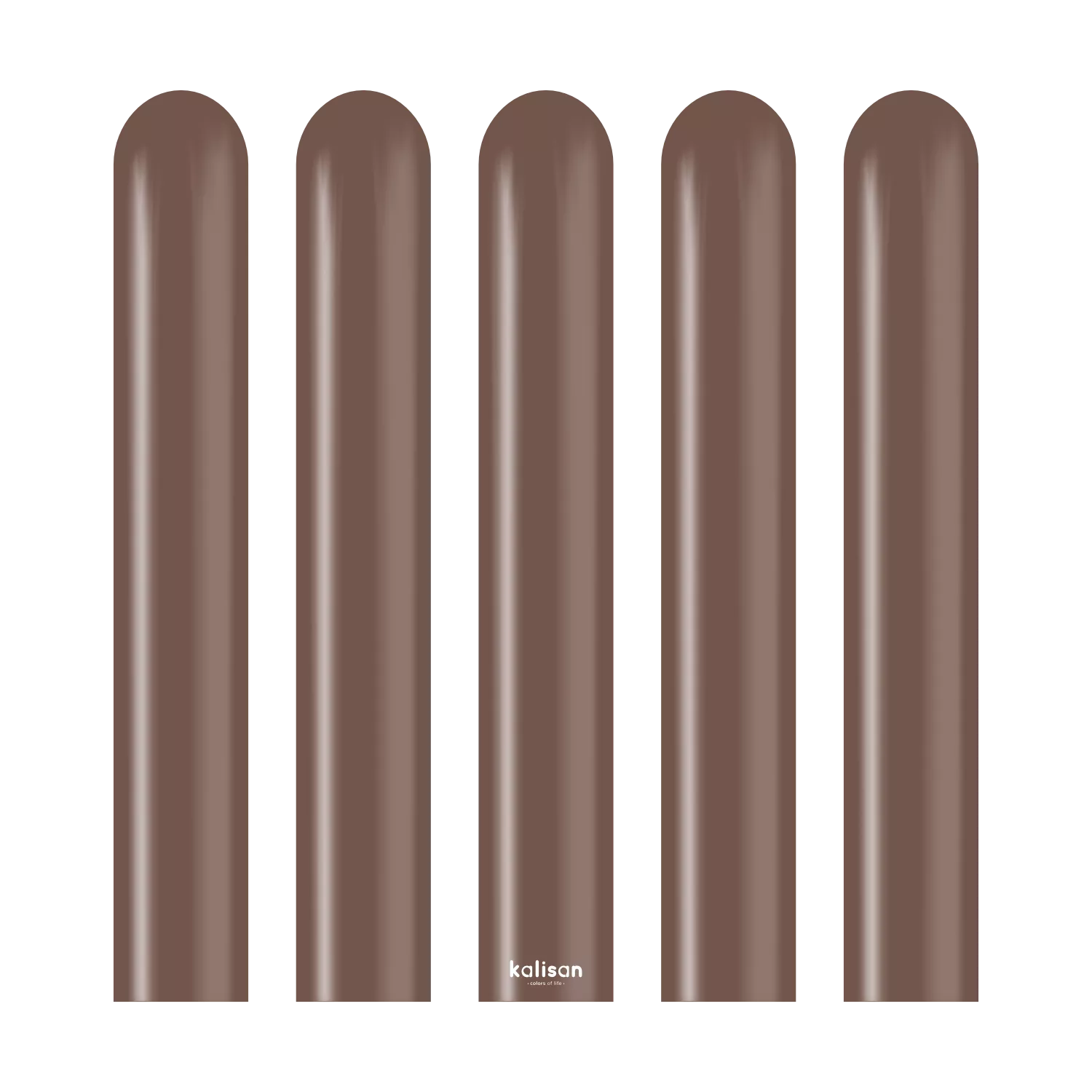 Kalisan 260 Nozzle Up latex modeling tools in chocolate brown, 100-pack, used for flexible latex craft and sculpture projects.
