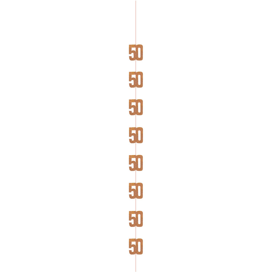5ft Hanging D cor Age 50 Glitz Rose Gold