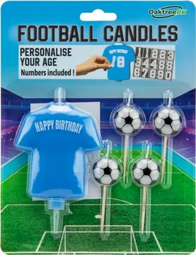 Oaktree Party Candle Football Light Blue 8cm