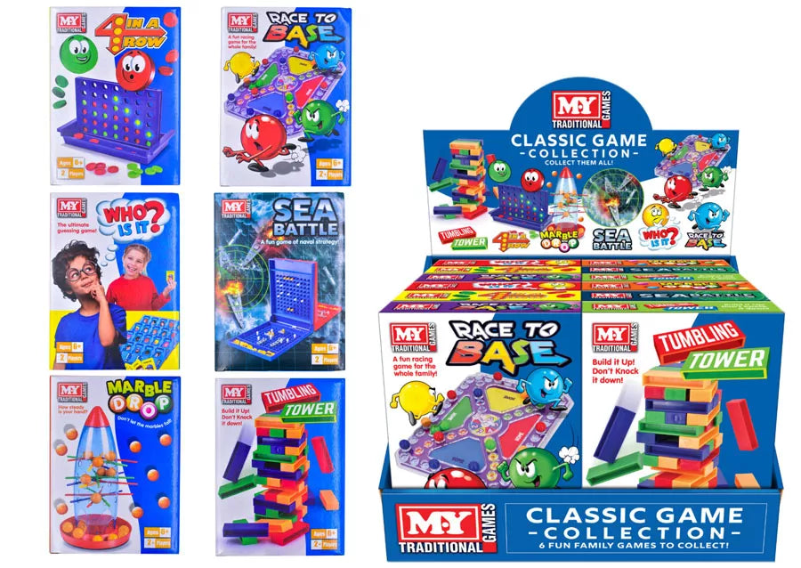 Set of 12 assorted toy games from Kandy Toys, including colorful puzzles and handheld game pieces, ideal for kids' entertainment.