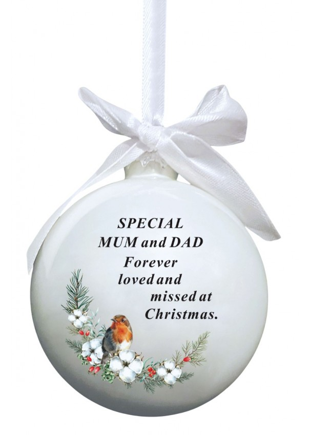 David Fischoff Memorial Glass Bauble Mum & Dad 8cm