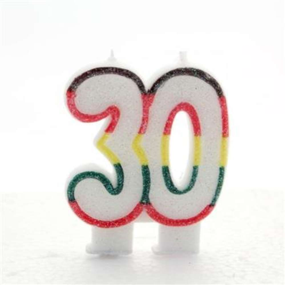 APAC Party Candle Age 30 Glitter Multicoloured