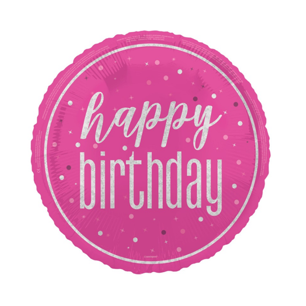 Unique Foil Balloon Pink Glitz Birthday 18"