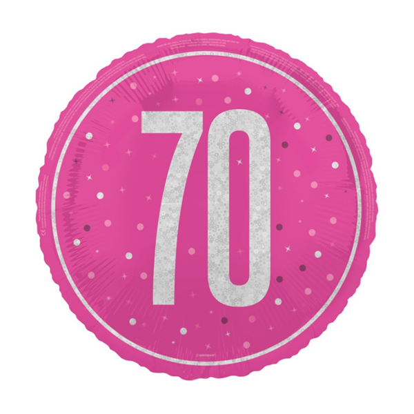 Unique Foil Balloon Pink Glitz Age 70 18"