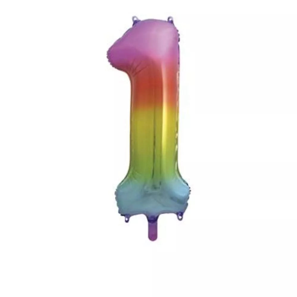 Unique Foil Balloon Rainbow 34" Number 1