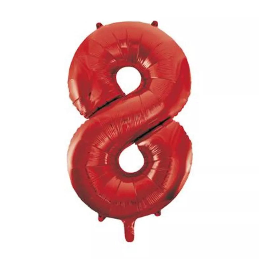 Unique Foil Balloon Red 34" Number 8